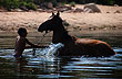 Caballo y jinete refresc�ndose - Foto: Eduardo Epifanio