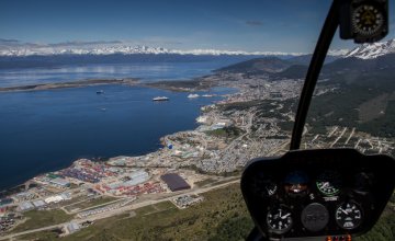Flying over Ushuaia by Helicopter