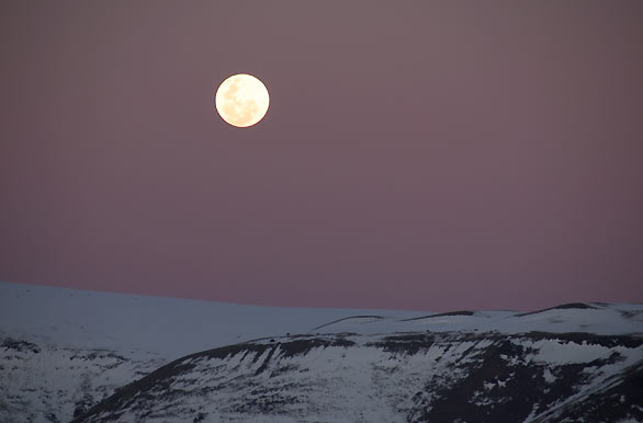 The moon on the mountain range