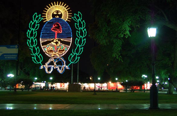 Coat of arms illuminated in the city