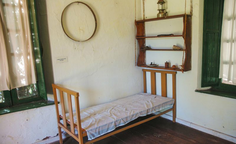 A camp bed used by guests
