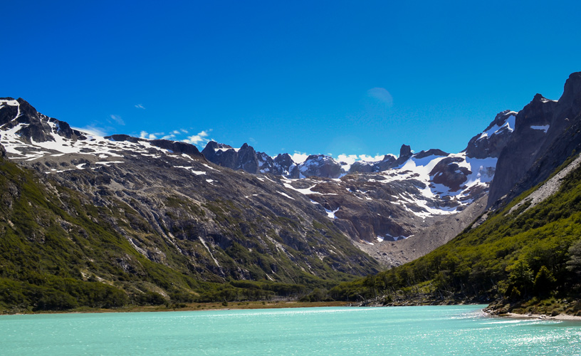 The snow-capped mountains