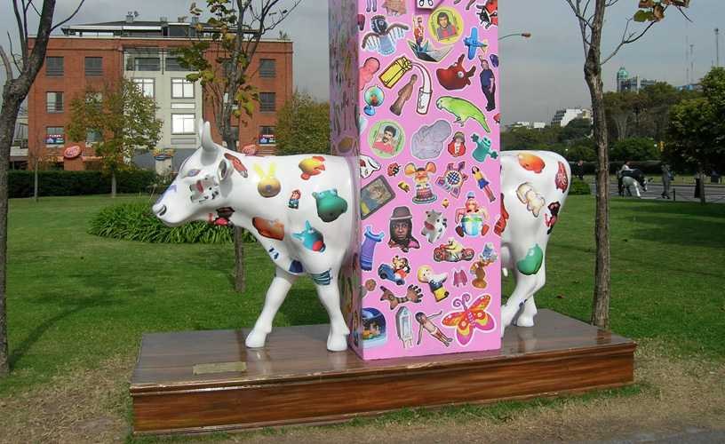 Mass-produced fiberglass cows