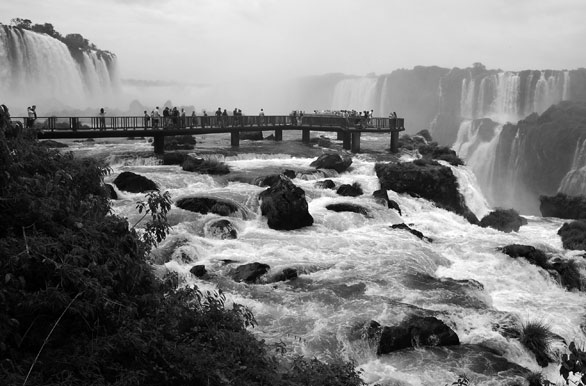 Waterfalls black and white photo